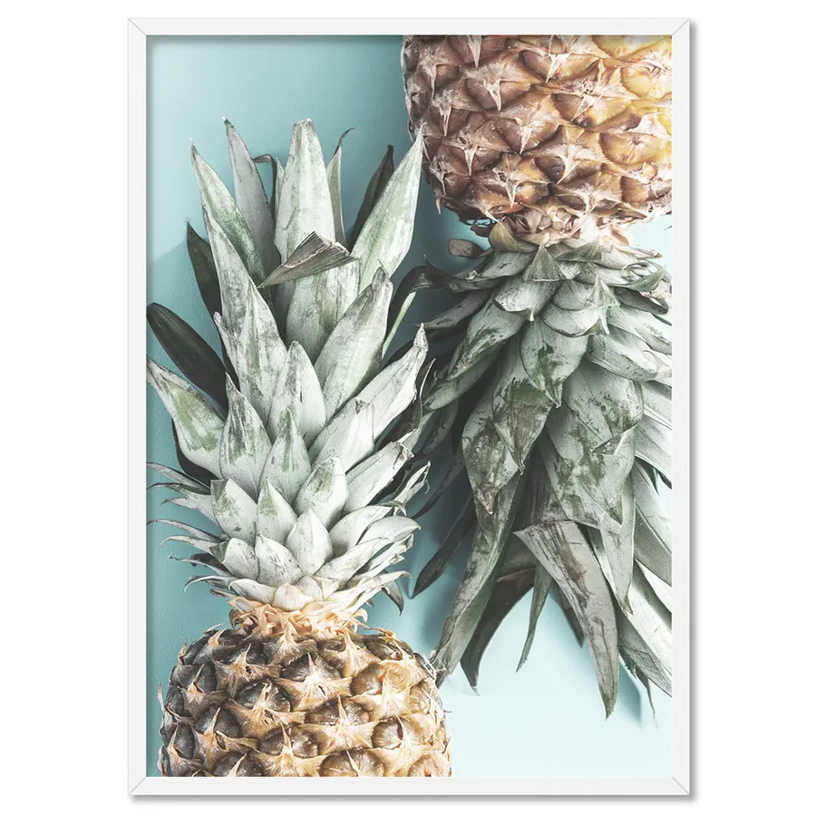 Pineapples on Teal - Art Print