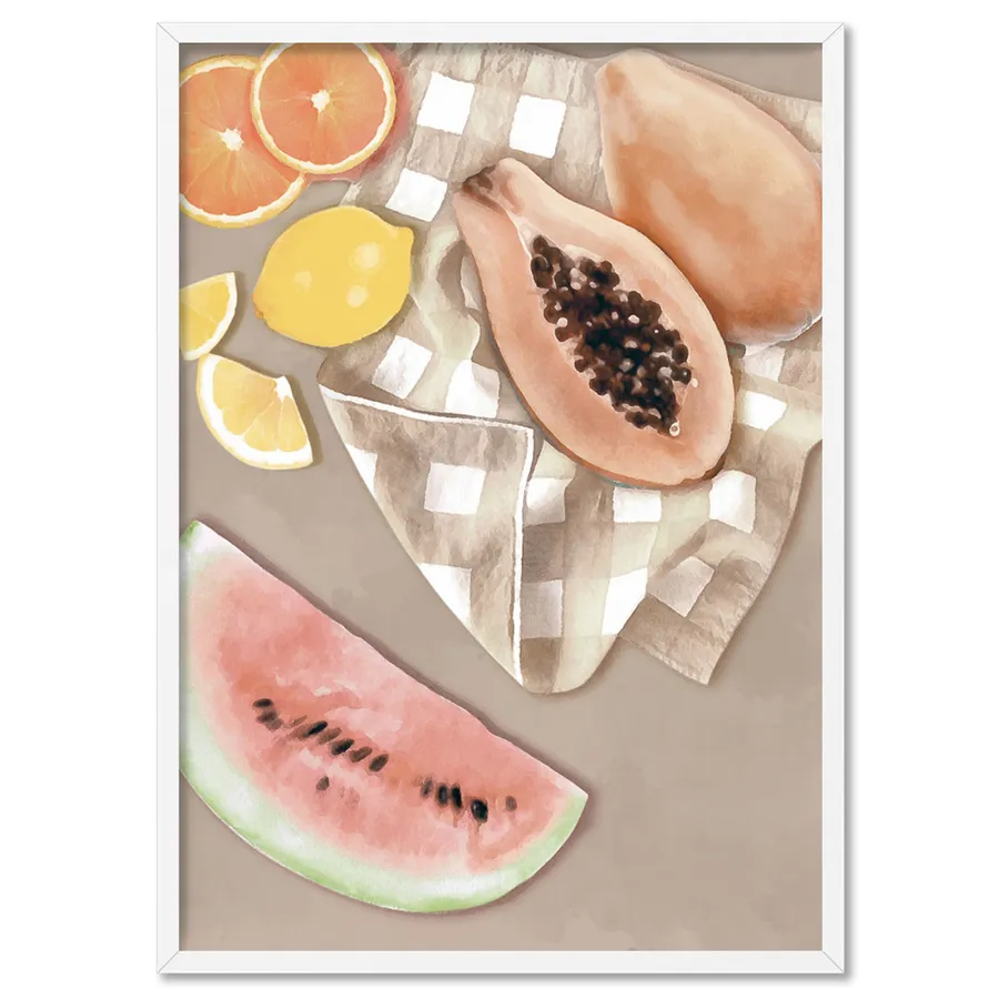 Papaya Fruit Picnic II - Art Print by Vanessa