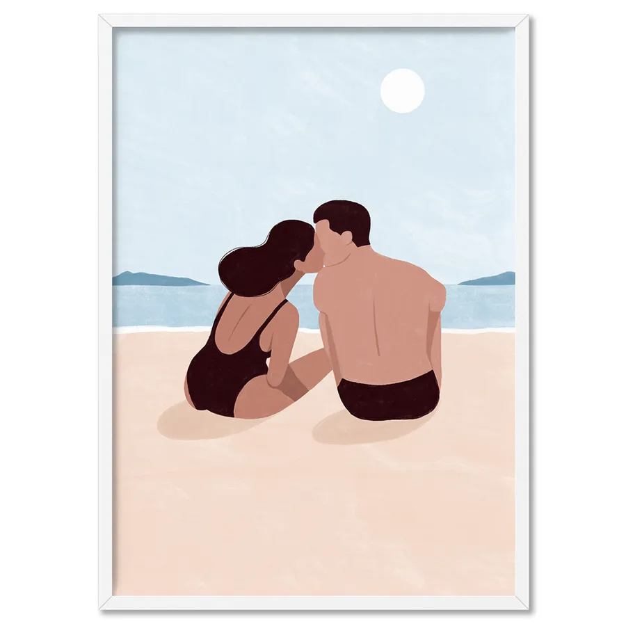 Beach Kiss Illustration - Art Print by Maja Tomljanovic