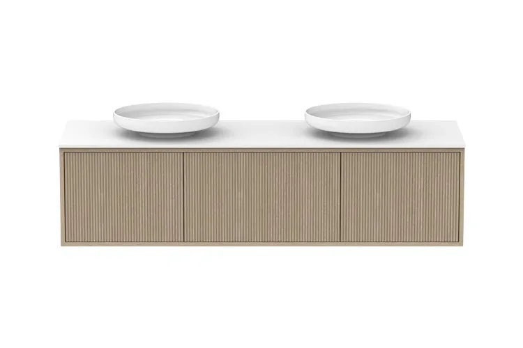 Clifton 1500mm Double  Bowl Vanity, Coastal Oak