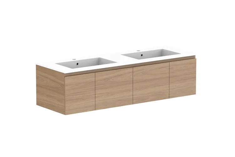 Glacier Door & Drawer, Slim 1500mm, Double Bowl Vanity