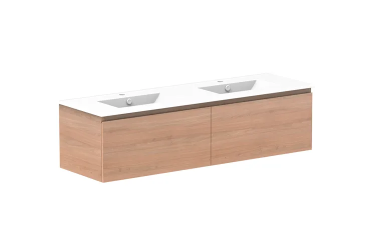 Glacier All-Drawer, Slim 1500mm, Double Bowl Vanity