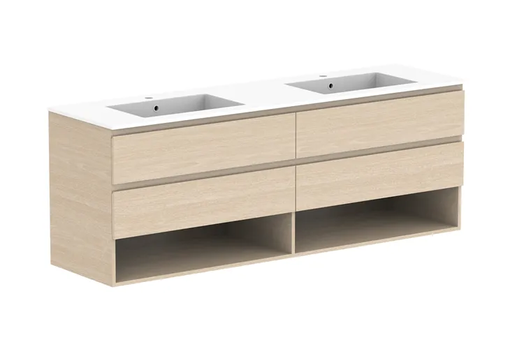 Glacier Shelf, Twin 1800mm, Double Bowl Vanity