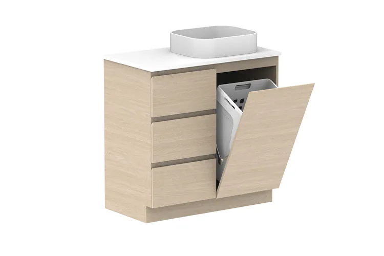 Glacier Hamper, Trio 900mm, Right Bowl Vanity