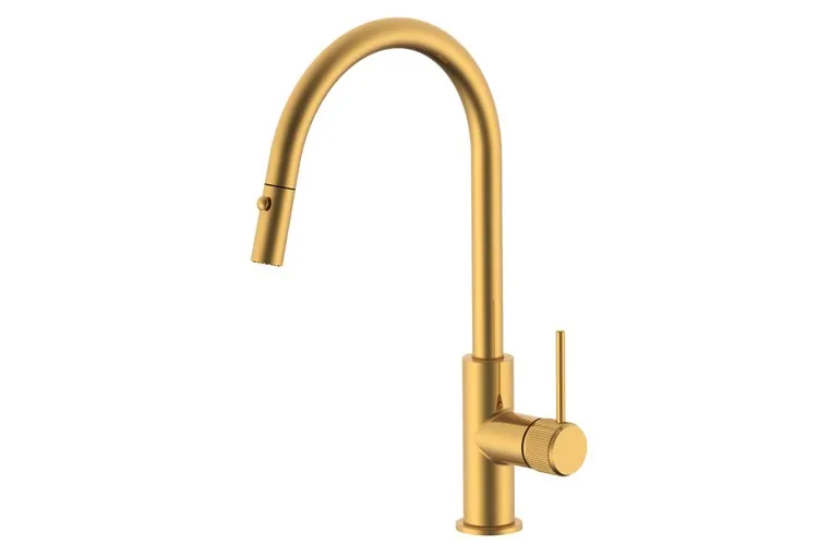 Soul Groove Pull Out Sink Mixer (Dual Spray), Brushed Brass