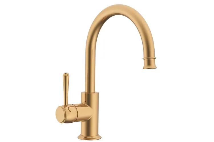 Eternal Gooseneck Basin Mixer Brush Brass