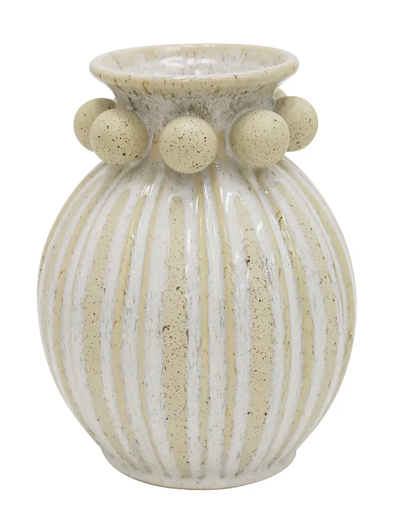 Admire Ceramic Vase White & Natural Short 21X27CM