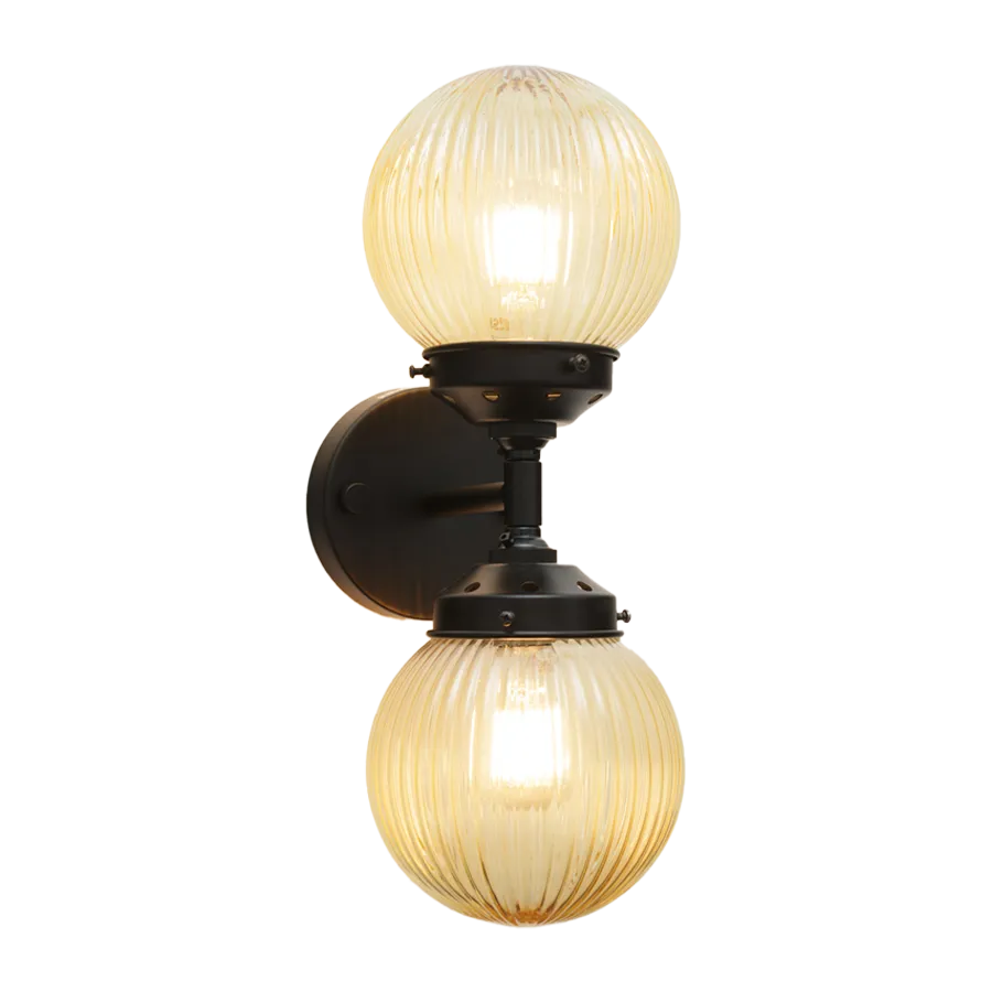 Dakota Reeded Glass Double Light Wall Sconce