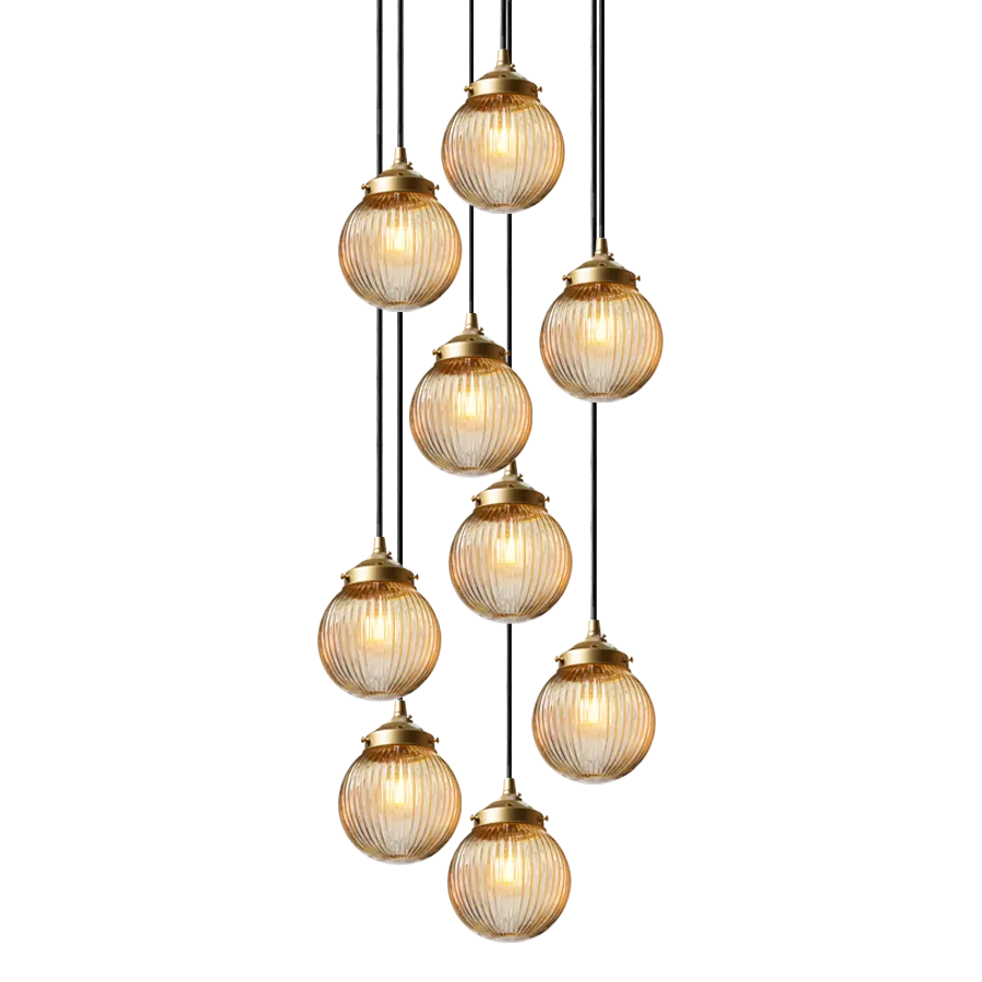 Dakota Reeded Glass Multi Drop Chandelier