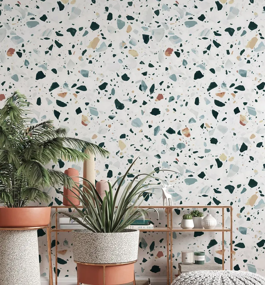 Blue Terrazzo Stone Wallpaper