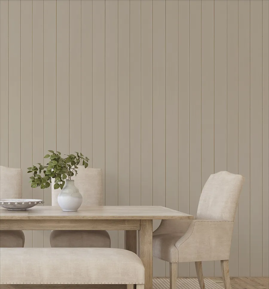 Tongue & Groove Wood Panel Wallpaper | Pebble