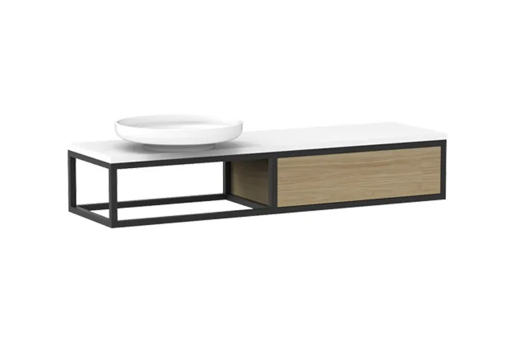 Cobalt Quartz Semi-Recessed Metal Frame Vanity