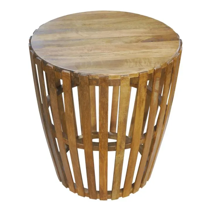 Hougham Mango Wood Round Side Table, Rustic Natural by Chateau Legende
