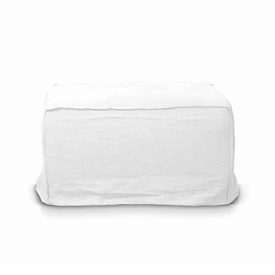 Como Linen Square Ottoman Cover White 70cm x 70cm by James Lane