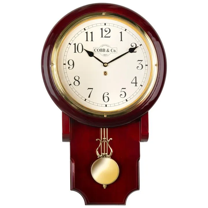 Cobb & Co. Pendulum Chime Wall Clock, Arabic Numerals, Medium, Gloss