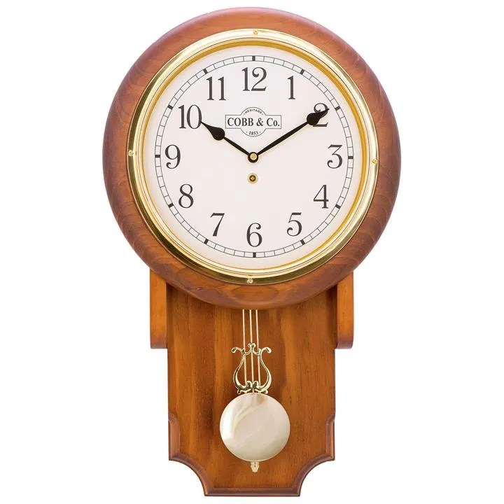 Cobb & Co. Pendulum Chime Wall Clock, Arabic Numerals, Medium, Satin