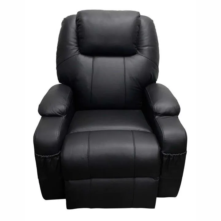 Kansas Leather Dual Motor Electric Recliner Lift Chair with Heater & Massage, Black by Elevate