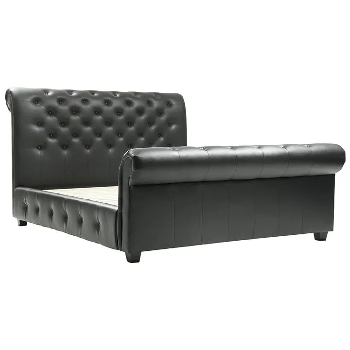 Windsor PU Leather Sleigh Bed, Queen, Black by MY Room Style Sourcebook