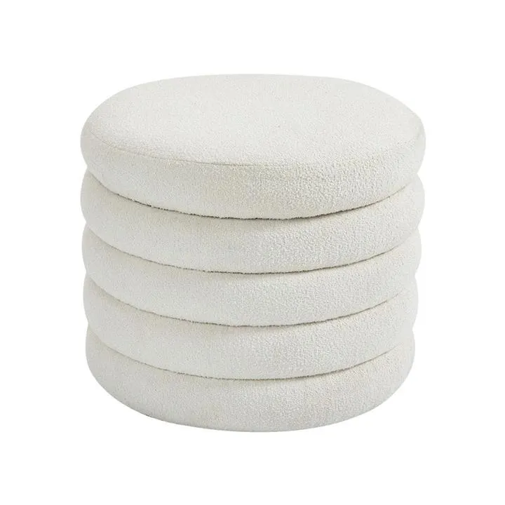 Kylie Sherpa Fabric Round Storage Ottoman by HOMESTAR - Style Sourcebook