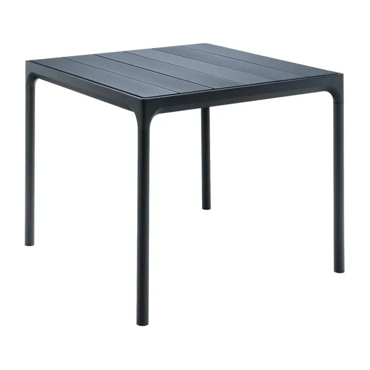 Houe Four Square Outdoor Dining Table, Metal Top, 90cm, Black / Black