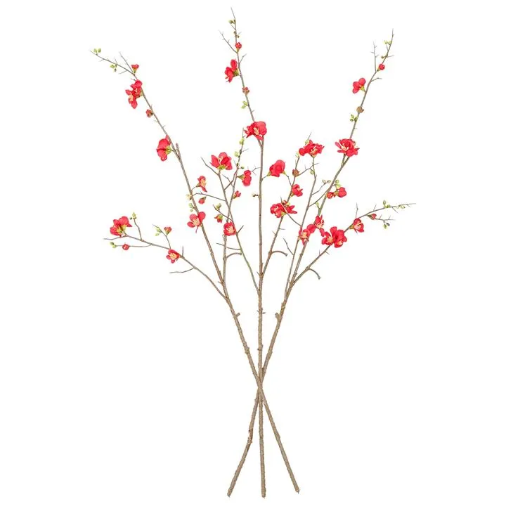 Hunstanton Artificial Cherry Blossom Spray, Pack of 3, Red Flower by