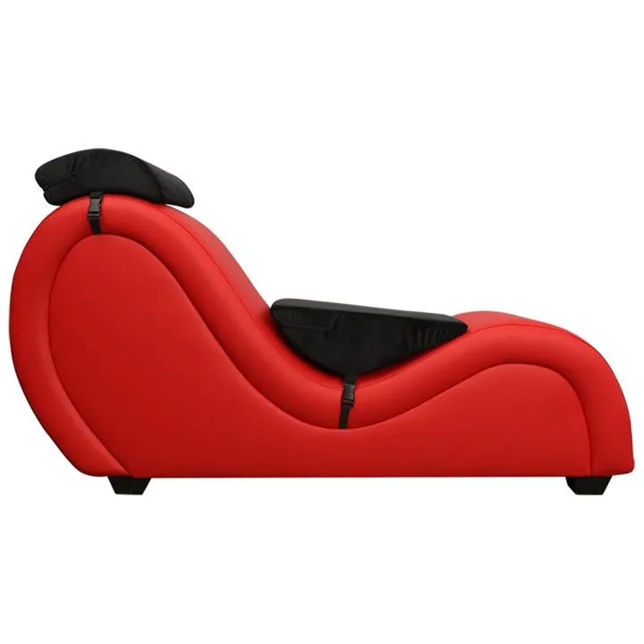 Kama Sutra Tantra Faux Leather Lounge Chair with Pillows, Red by