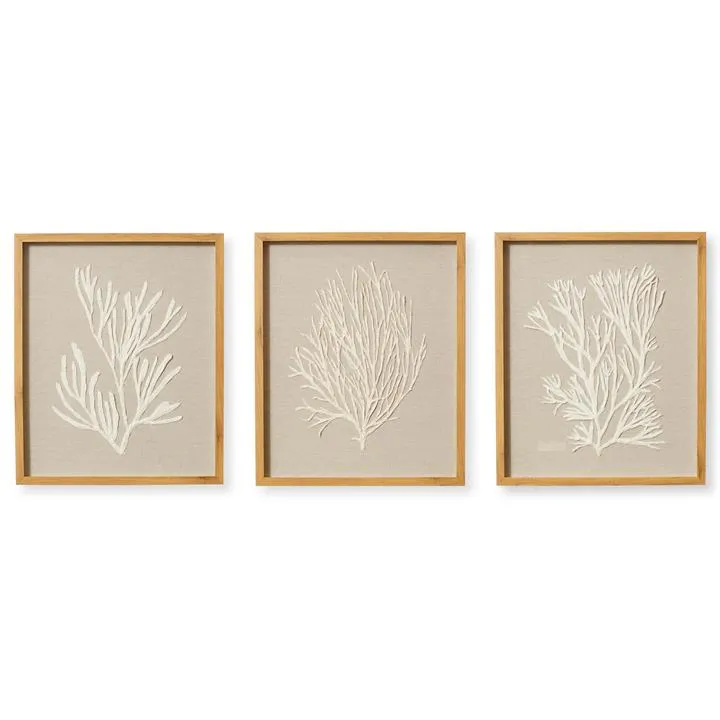 "Coral" 3 Piece Framed Rice Paper Wall Art Set, 60cm by Elme Living Style Sourcebook
