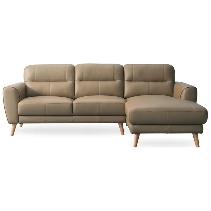Bremen Leather Corner Sofa, 2 Seater with RHF Chaise by HOMESTAR
