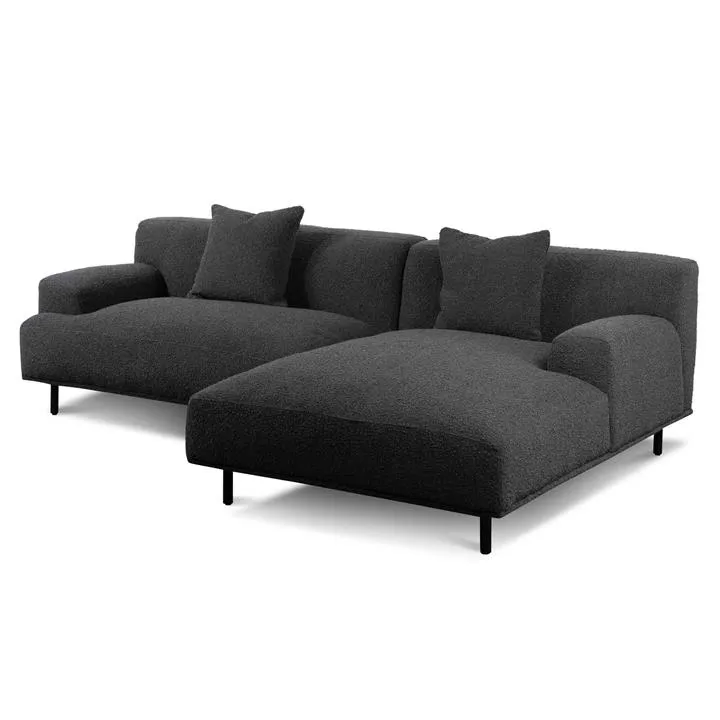 Jasleen Right Chaise Sofa Charcoal Boucle by Interior Secrets