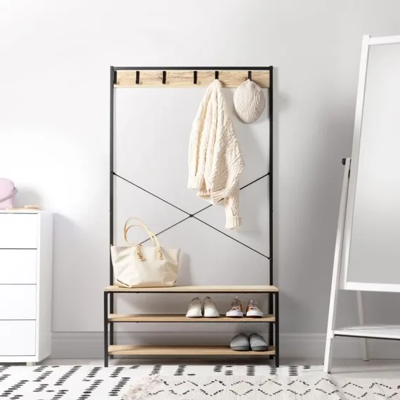 DETROIT Coat Rack and Bench Woodgrain by Freedom by Freedom Style