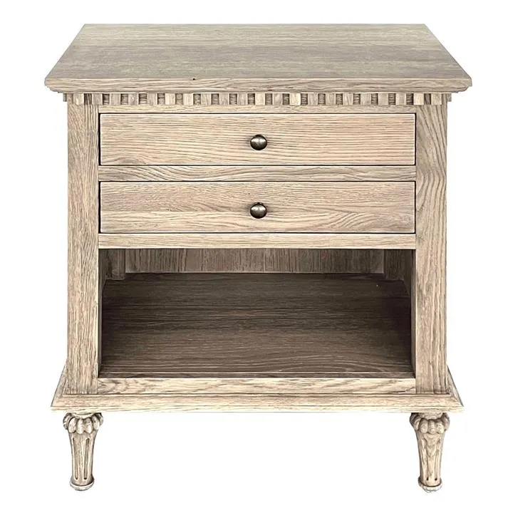 Maison Oak Timber Side Table, Weathered Oak by Manoir Chene Style
