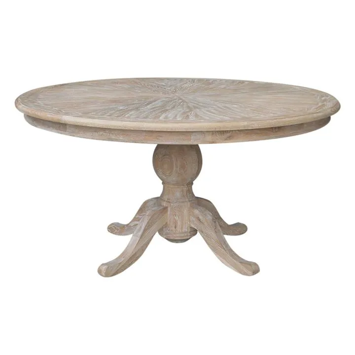 Botany Oak Timber Round Dining Table, 150cm, Lime Washed Oak by Manoir ...