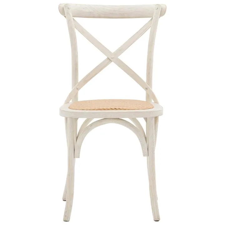 Arkland Oak Timber Cross Back Dining Chair, Set of 2, White by Casa ...